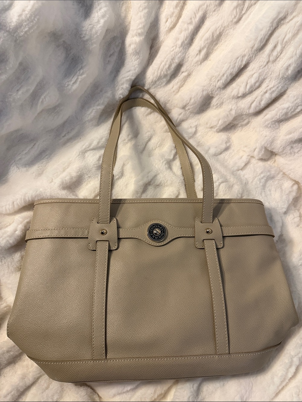 Dooney & Bourke Tan Leather Tote Bag with Logo Accent